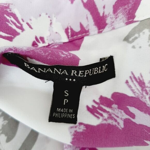 BANANA REPUBLIC | Hi-Low Hem Button Down Light Shirt Top Floral Sz S - Picture 10 of 11